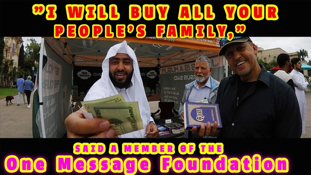 I will buy all your peoples family, said a member of the One Message Foundation./BALBOA PARK